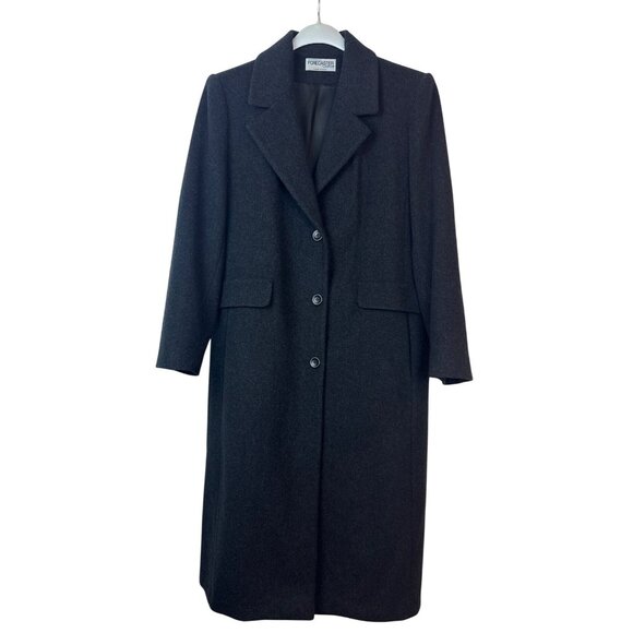 Forecaster of Boston Women's Charcoal Gay Overcoat  Wool Cashmere Button Up 14 - Picture 1 of 14